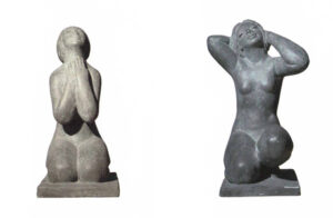 Molitva, bronza (levo); Buđenje,1957,(desno)