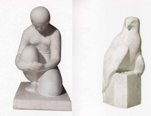 Ženski akt, mermer (levo); Orlić,1936, mermer venački (desno)